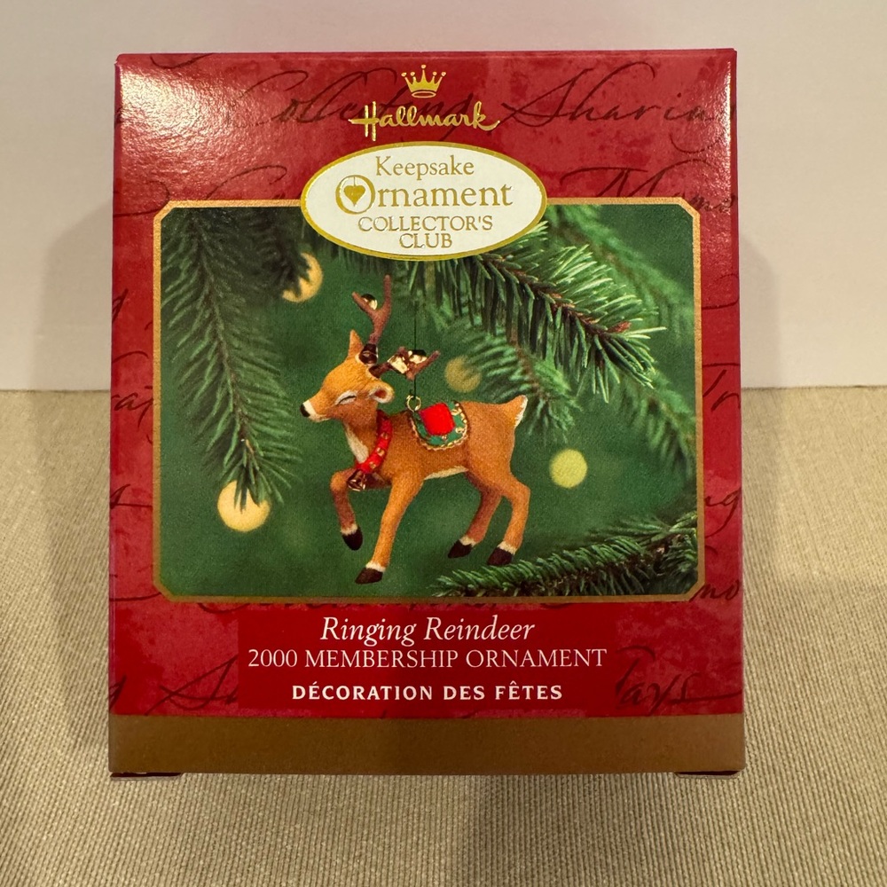 New Hallmark Keepsake Ornament Ringing Reindeer 2000 Membership Exclusive